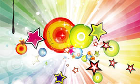 colored rainbow with retro stars
